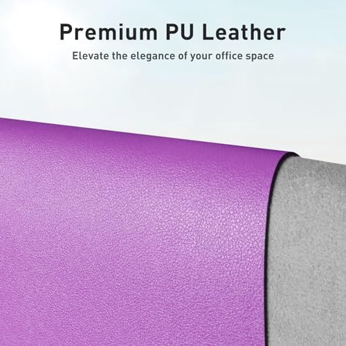 Aothia Leather Desk Pad Protector, Mouse Pad, Office Desk Mat, Non-Slip PU Leather Desk Blotter, Laptop Desk Pad, Waterproof Desk Writing Pad for Office and Home (23.6" x 13.7", Iris Violet)