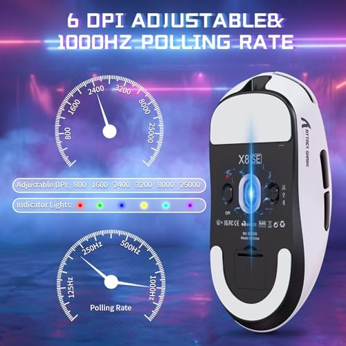 ATTACK SHARK X8 SE Tri-Mode Wireless Gaming Mouse Ergonomic 59g Lightweight