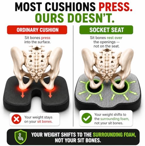 Aylio Socket Seat Cushion – Twin Cutout Sit Bone & Tailbone Pressure Relief