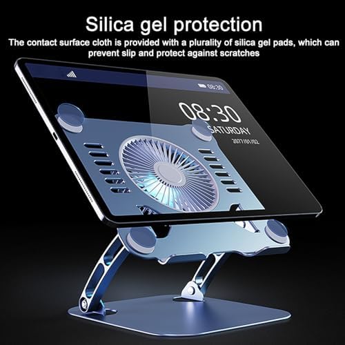 Laptop Cooler Cooling Pad Stand - Slim Ergonimic Laptop Stand for Desk, 3 Speed Cooling Fan Adjustable Height Laptop Cooling Stand for MacBook 11-15.6 Inch, Blue & Gray