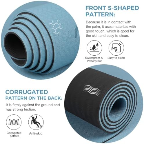 Gruper Yoga Mat Non Slip, TPE Extra Wide Yoga Mat with Alignment Mark