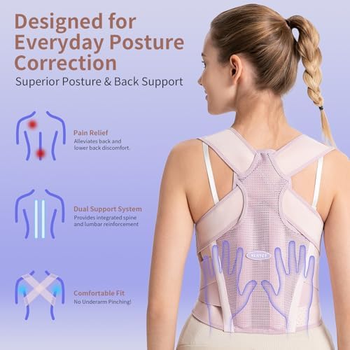 NLNYCT Posture Corrector for Women – 2-in-1 Back Brace with Shoulder Support, Adjustable Full Back Straightener for Upper & Lower Back Pain Relief, Hunchback, Scoliosis & Spine Alignment (L/XL)