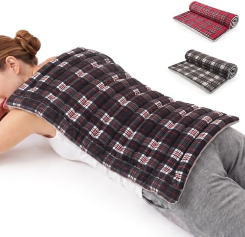 Extra Large Microwave Heating Pad for Back, 24.4 X 14.17 Tartan Black