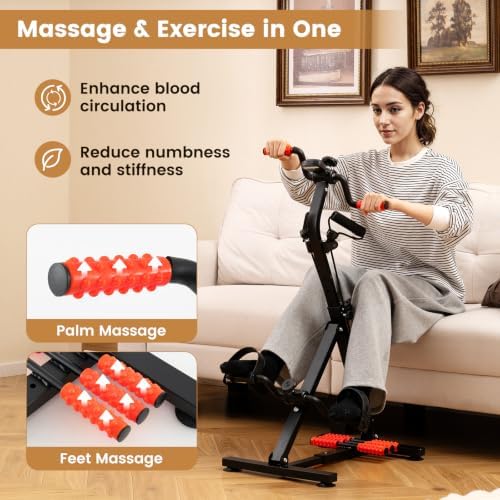 Pedal Exerciser Bike for Seniors, Hand Arm Leg Knee Physical Therapy Exercise Bike with Monitor