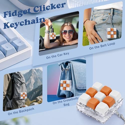 Keyboard Fidget Toy, Creamy Fidget Clicker Keyboard Fidget Keychain, Button Fidget Gifts for Adults, Boost Focus & Ease Anxiety Anywhere — Perfect Stress-Relief Gift (3×3 Grid Layout U)