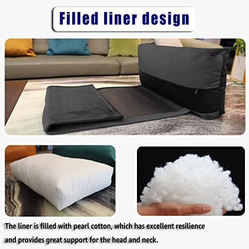 Velvet Recliner Headrest Pillow, Non-Slip Neck Support, Black