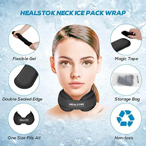 Neck Ice Pack Wrap, Reusable Cold/Hot Gel for Neck Pain, Black