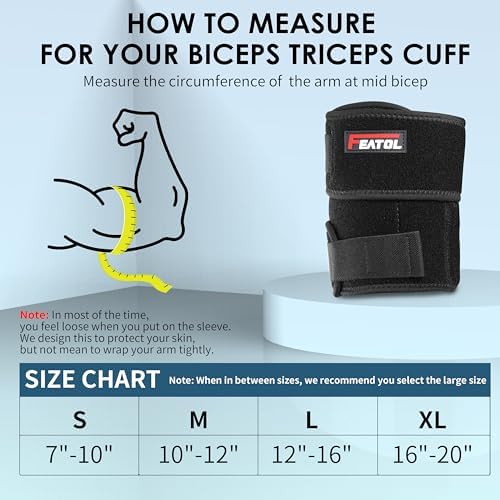 FEATOL Bicep Tendonitis Brace with 2 Gel Ice Packs, Upper Arm Brace Tricep Compression Sleeve Support Hot & Cold Therapy for Men and Women, Pain Relief for Muscle Strains,Inflammation (Black with 2 ice packs, Small)