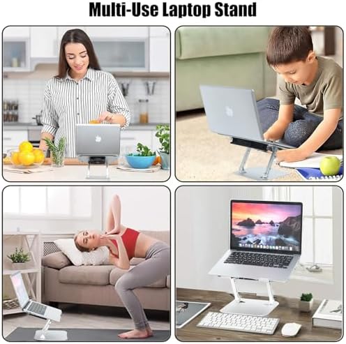 Adjustable Laptop Stand with Cooling Fan, Aluminium Alloy Multi-Angle Computer Holder for Desk, Portable Notebook Metal Mount Compatible with MacBook, Air, Pro, Dell, Alienware All Laptops 11"-17.3"