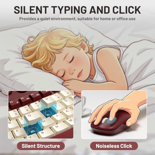 Wireless Keyboard and Mouse Combo Silent Ergonomic Curved Design for Office
