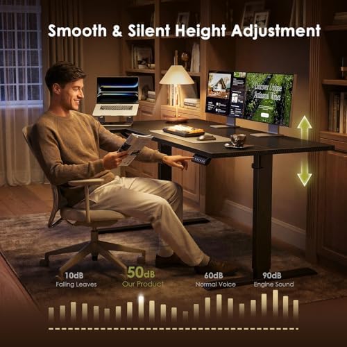 OffiGo 63" Reversible L Shaped Electric Standing Desk, Carbon Fiber Black