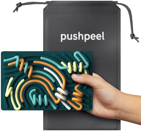 Pushpeel Sensory Activity Board: Silicone Fidget Toy for Calming, Stress, Anxiety, ADHD & Autism | Silent, No Mess | Kids 3+ & Adults | Includes Portable Travel Bag & 11 Strings