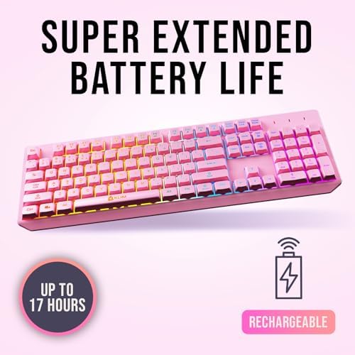 KLIM Wireless Gaming Keyboard RGB - Rechargeable Water-Resistant Backlit