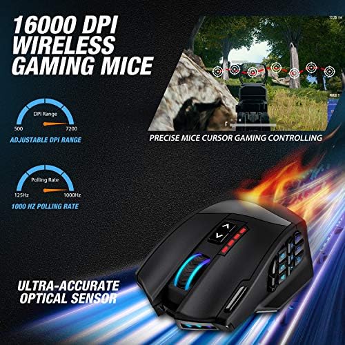 UtechSmart Venus Pro Wireless MMO Gaming Mouse - 16000 DPI RGB