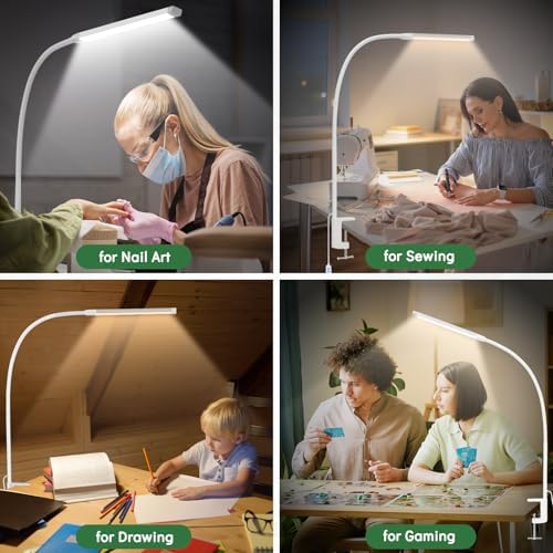 Clamp Lamp for Desk, Eye-Caring LED Clip Light for Home Office