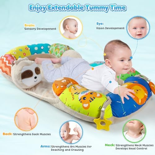 URMYWO Tummy Time Activity Mat - Cozy Tummy Time Mat for Newborn 0-12 Months, Breathable Soft Infant Baby Sit Me Up Floor Seat Early Sensory Development Play Toys Baby Registry Research Shower Gifts
