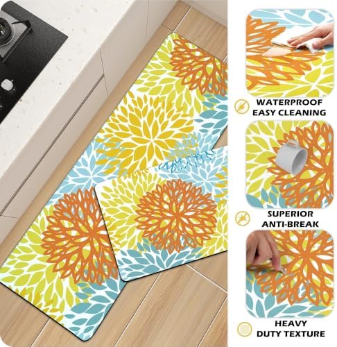 Kitchen Mats Set of 2 Cushioned Anti Fatigue Kitchen Rugs Waterproof Non Slip Kitchen Runner Memory Foam Kitchen Floor Mat Comfort Standing Mat for Sink,Office,Laundry