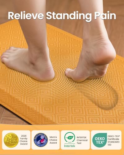 Ophanie Kitchen mats for Floor, 3/4 inch Thick, Kitchen Rugs, 20x48 Anti Fatigue Standing Cushioned Mat,Waterproof,Comfort Ergonomic mat for Office, Home,Sink with 99+ Pairs of Anti-Slip Bottom Ridges