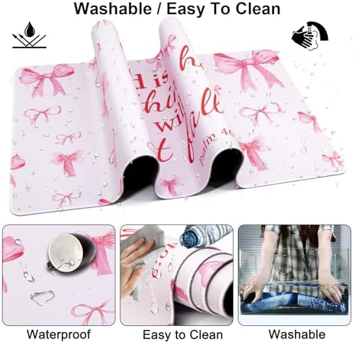 4 in 1 Mouse Pad Set with Wrist Rest for Keyboard,Desk Mat,Coaster-Pink Bow