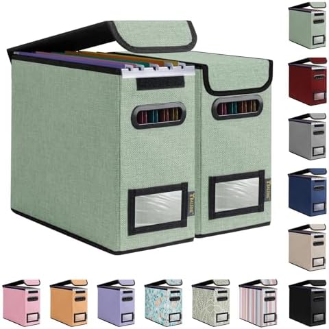 BALEINE File Organizer Box with Lid, Collapsible Hanging File Storage Box