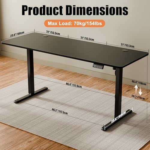 63"x24" Standing Desk, Height Adjustable Sit-Stand Home Office, Black