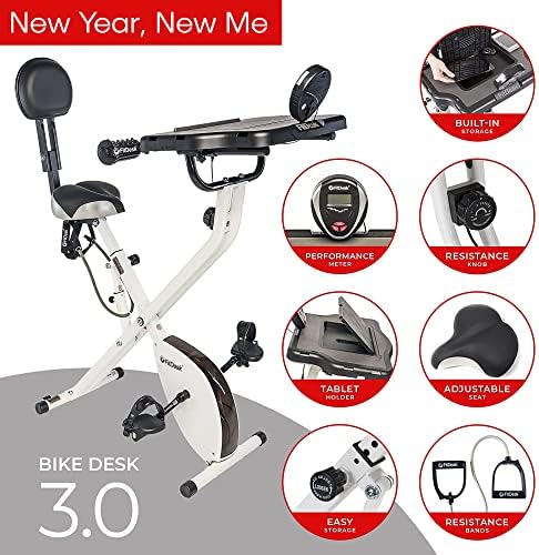FitDesk Bike Desk 3.0 and Extension Kit Bundle - Adjustable Height Standing Desk Exercise Bike and Clamp-On Extender Attachment