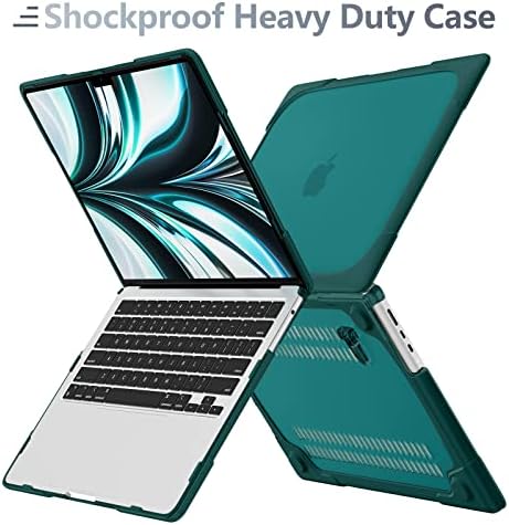 Batianda Foldable Stand Heavy Duty Case for MacBook Air 13.6 inch, Teal