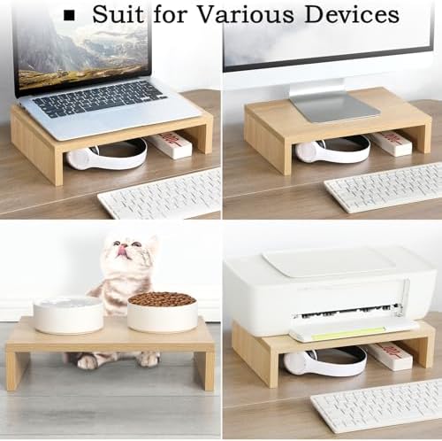 TEAMIX Wood Monitor Stand Riser-2 Packs, Maple