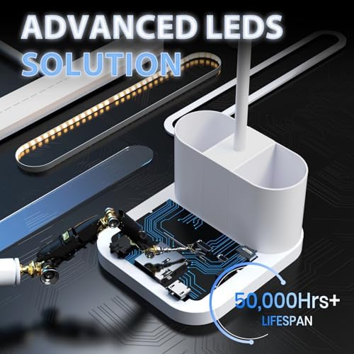 AXX White Desk Lamp for College Dorm Room, Cute Table Light for Girls Guys