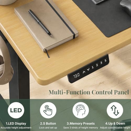 Electric Standing Desk,55in for Home,Office,Gaming,Oak