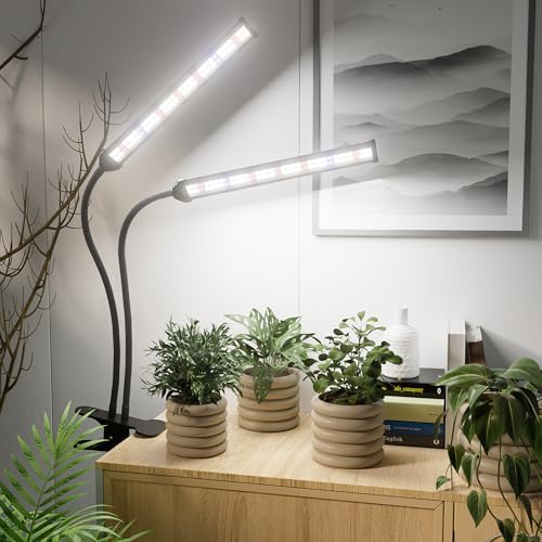 GooingTop LED Grow Light,White Full Spectrum Clip Plant Growing Lamp
