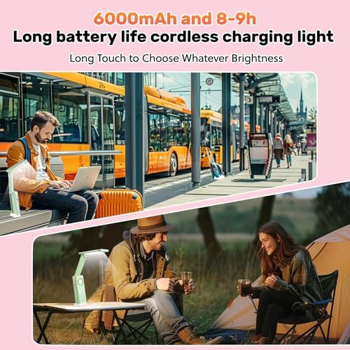 VAVOFO Cute Bunny Desk Lamp, Foldable LED Rechargeable Table Light, Eye-Caring Reading Lamp, 3 Color Modes & Dimmable, for Kids Girls Bedroom Study Dorm Room(Pink)
