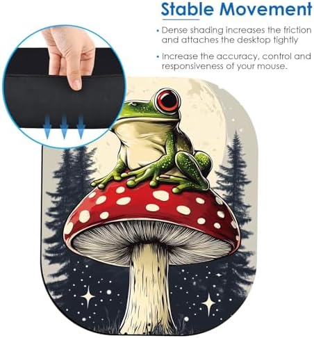 Small Mouse Pad，Mini Mouse Pad 6 x 7 Inch，for Laptop Keyboard Tray Wireless Mouse Home Office Travel，with Non-Slip Rubber Base, Waterproof Mouse Mat，Frog on Red Mushroom