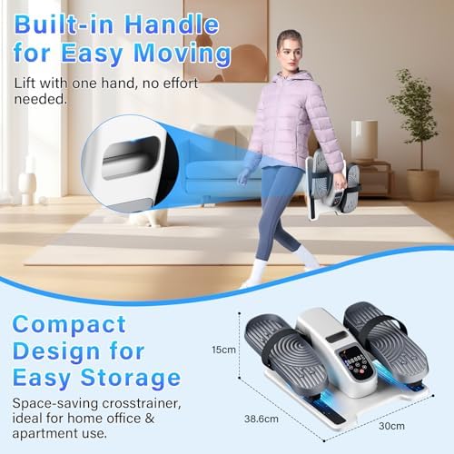 Under Desk Elliptical Machine, Electric Elliptical Leg Exerciser for Seniors with 12 Adjustable Speeds & Remote Control, Pedal Exerciser, Portable Quiet Electric Seated for Home Office