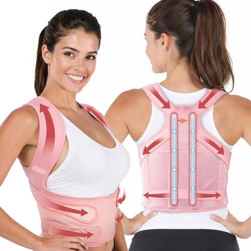 Pink Back Support, Back Posture Corrector for Women (Size M)