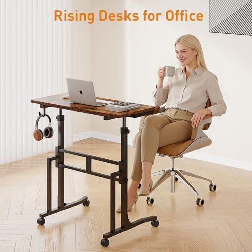 ikkle Standing Desk with Wheels,Hooks and Drawer,Adjustable Treadmill Desk
