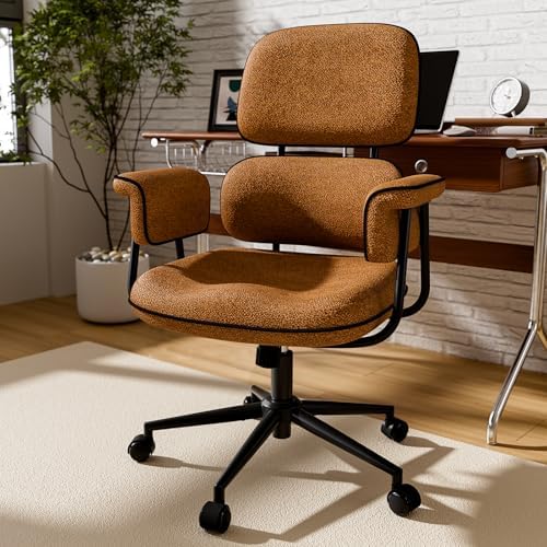 HomeZeer Brown Office Chair, Memory Foam Seat Mid Century Modern Desk Chair