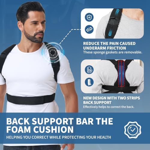 Posture Corrector for Women & Men, Back Shoulder Support Brace | Adjustable & Breathable, Upper Back Straightener Pulls Shoulders for Pain Relief, Neck Hump, Hunchback, Kyphosis, Scoliosis，Large
