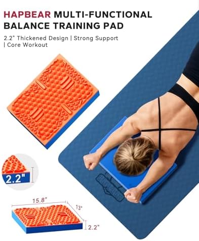 HAPBEAR Exercise Balance Pad - 15"x12" Non-Slip Textured Bottom Stability Training Mat - 2.25" Thick Soft Cushioned Foam for Physical Therapy, Core Training & Home Workouts