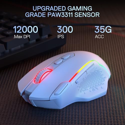 Redragon M810 MAX Wireless RGB Gaming Mouse 12000 DPI Remapping Keys