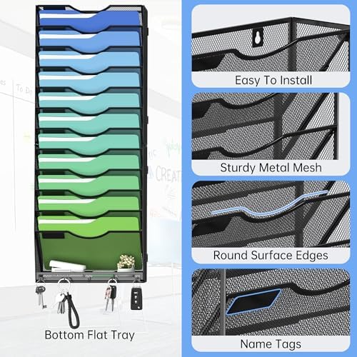 Kuntine.B Wall File Organizer Office Hanging Magazine Holder Wall File Organizer for Office Home