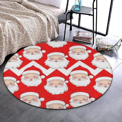 Highly Premium Quality Floor Mat, Office Chair Decor Mat, Room Sofa Yoga Soft Round Carpet Christmas Santa Claus Red