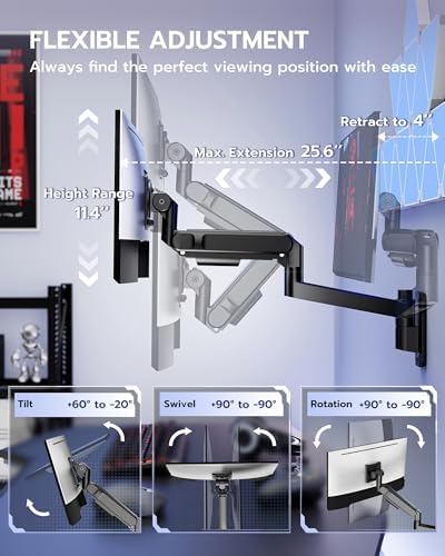 ARES WING Monitor Wall Mount for 24-57 Inch Ultrawide Screen, Black