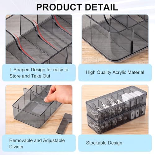 Tatuo Cord Organizer for Drawer Desktop, Gray, 4 Pack