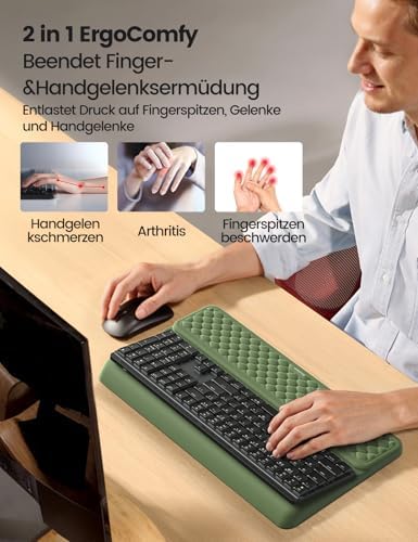 Vaydeer Wrist Rest with Keyboard Stand, Computer Wrist Support Pad, Ergonomic Keyboard Riser Holder Lifter Tray with Wrist Pad, Memory Foam Desk Cushion, Palm Hand Typing for Office Home School-Pink