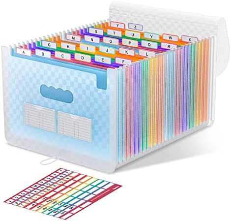 ThinkTex Accordion File Organizer, 26 Pockets Expanding File Folders, Blue