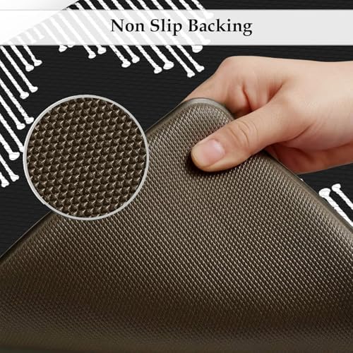 KIMODE Anti Fatigue Kitchen Mats,Black Boho Kitchen Rugs,Standing Desk Mats