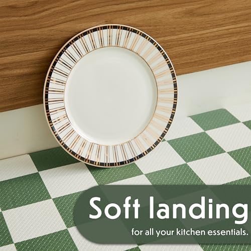 Ohocut Checkered Kitchen Mats for Floor Set of 2, 2 Pcs Sage Green Cushioned Non Slip Runner Rugs for Kitchen/Sink/Laundry, Comfort Aesthetic Cute Anti-Fatigue Foam Floor Mat 17.3"x29.5"+17.3"x47.2"