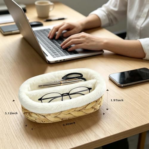 Water Hyacinth Jewelry Trinket Tray,Glasses Organzier Nightstand Decor