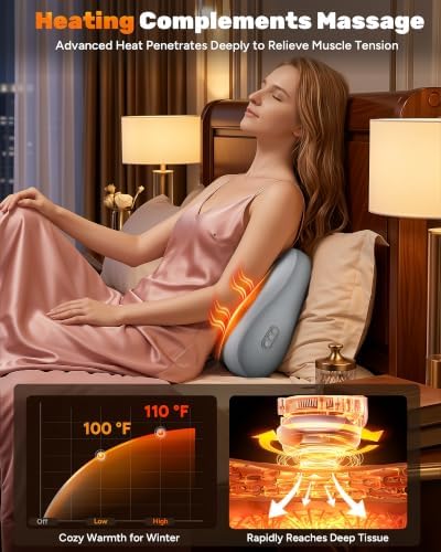 Electric Back Massager, Deep Tissue Kneading Heat for Pain Relief